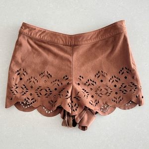 Faux Suede Cutout Shorts